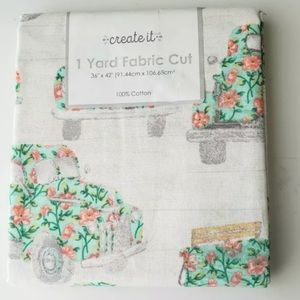 Create It Vintage Truck Floral fabric 1 yard new